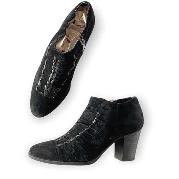 FRANCO SARTO | Dimona Black Suede Ankle Heel Booties - Picture 2 of 11